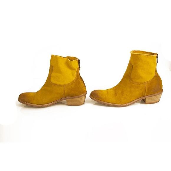 Zadig & Voltaire Teddy Yellow Suede Leather & Canvas Ankle Boot Booties Shoes 38 - Picture 1 of 8